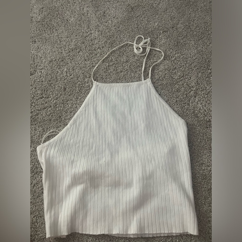 white open back going out halter top